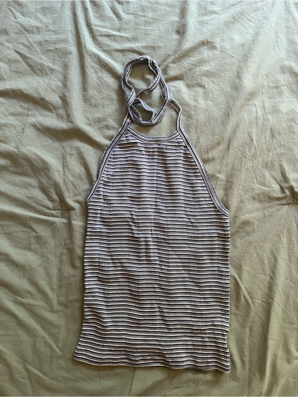 American Eagle Outfitters Navy and White Striped Halter Tank